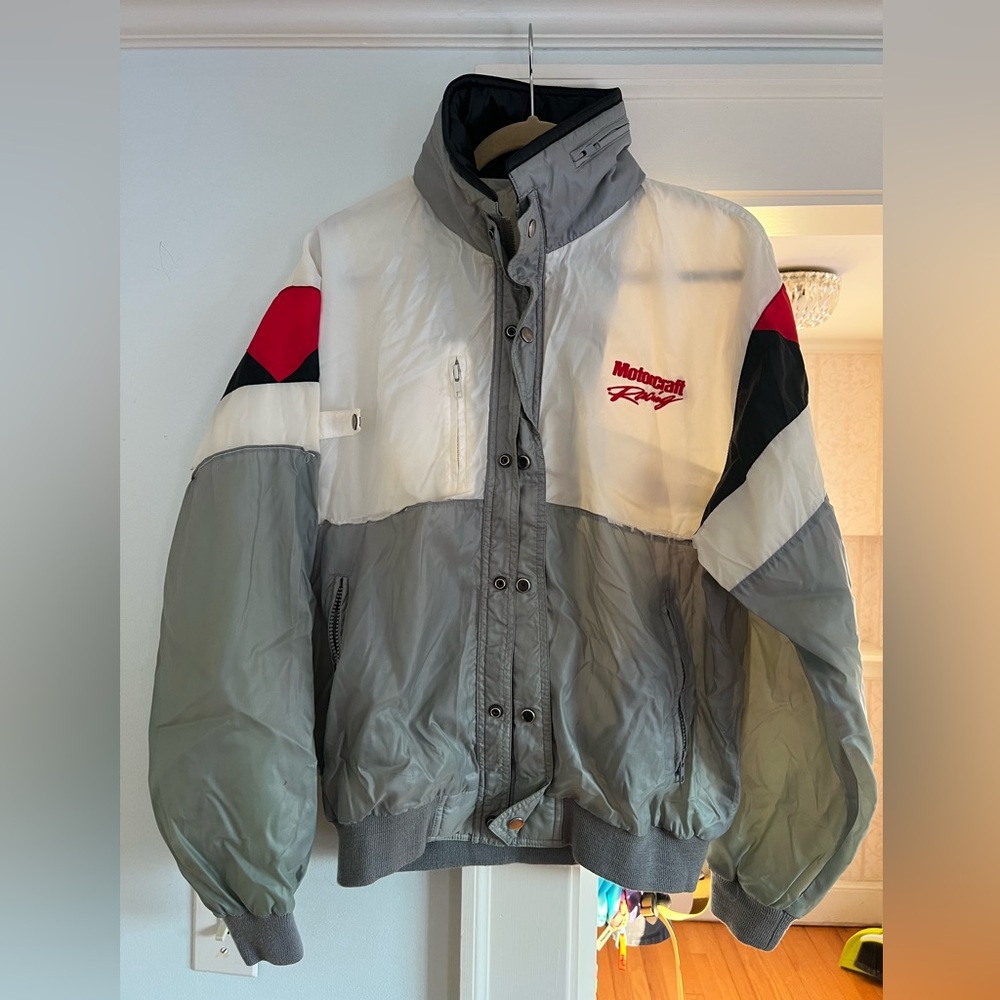Vintage Motorcraft Gray and White Racing Jacket
